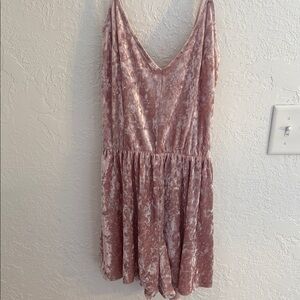 La Hearts Pink Velvet Jumpsuit